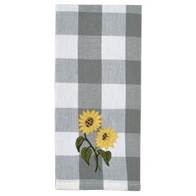 WICKLOW CHECK SUNFLOWER EMBROIDERED DECORATIVE DISHTOWEL