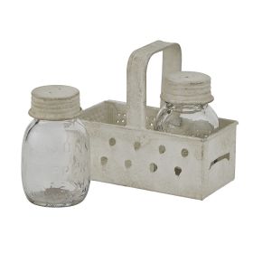 GRATER CADDY W/MASON JAR S&P - CREAM