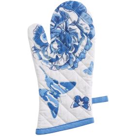 FLORALS AND FLITTERS FLORAL OVEN MITT - BLUE