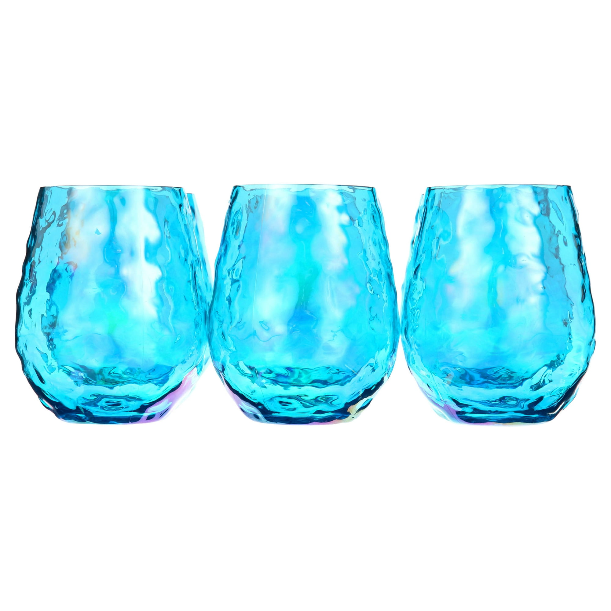 Hammered Outdoor Stemless Wine Glasses